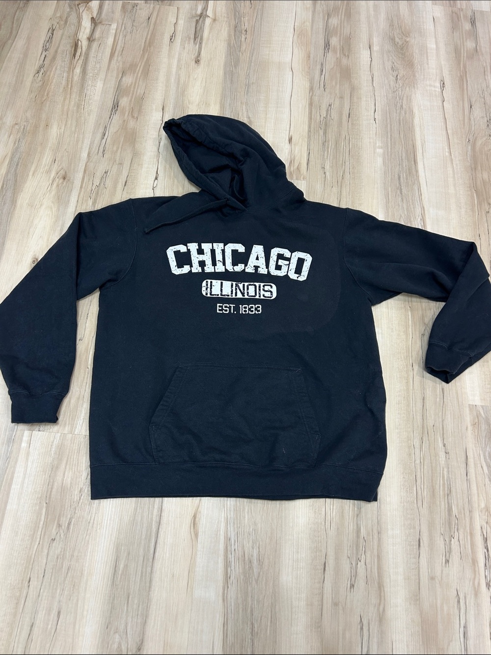 Black Chicago Illinois Pullover Hoodie